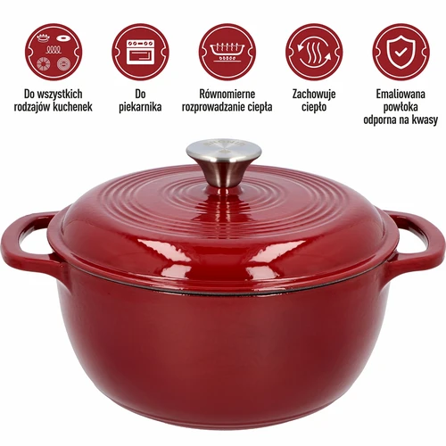 Pentola in ghisa smaltata - bordeaux, 4 L - 5