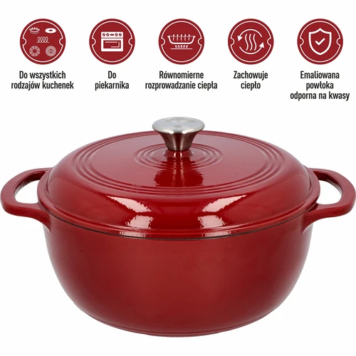 Pentola in ghisa smaltata - bordeaux, 5,8L - 5