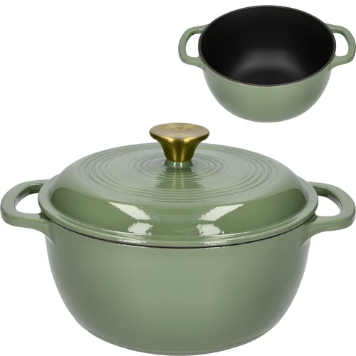 Pentola in ghisa smaltata - color salvia, 4L