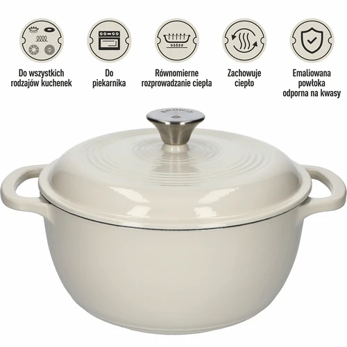 Pentola in ghisa smaltata - ecru, 4 L - 5