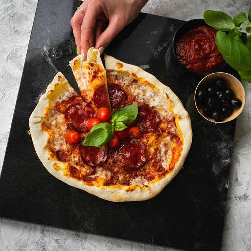 Pietra per pizza in granito rettangolare 37 x 35 cm - 10