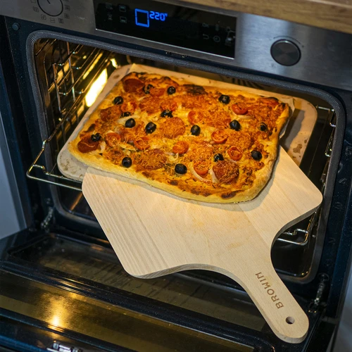 Pietra per pizza rettangolare, realizzata in cordierite, - 38 x 30,5 cm - 9