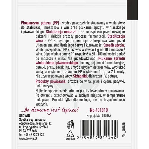 Pirosolfito di potassio 10 g - 2