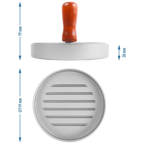 Pressa per hamburger - in alluminio, diametro 12 cm - 6