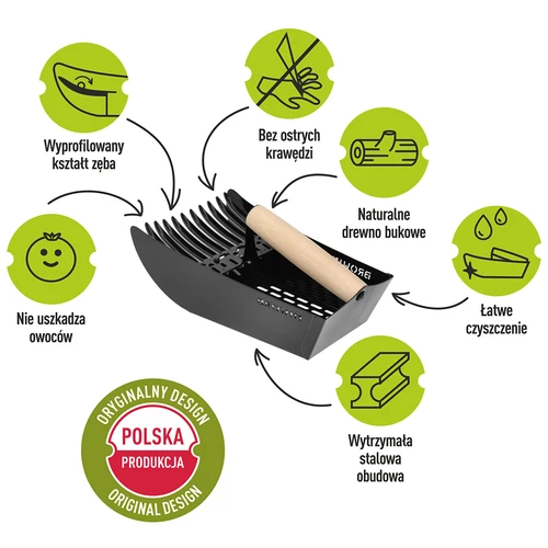 Raccoglitrice per piccoli frutti, in metallo nera - 9