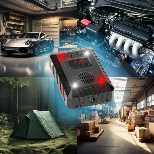 Repellente per faine e roditori per auto e ambienti (ultrasuoni + LED) - 14