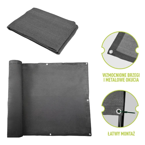 Rete ombreggiante (80%, 140 g/m²) 0,9 x 5 m, grafite - 6