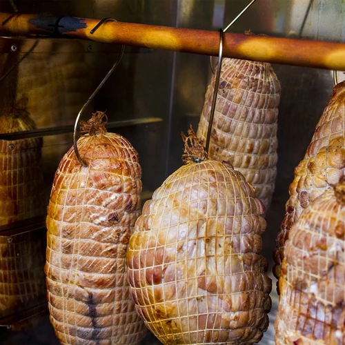 Rete per salumi bianca con dimensioni di 12,5 cm x 5 m, con resistenza termica fino a 220°C - 10