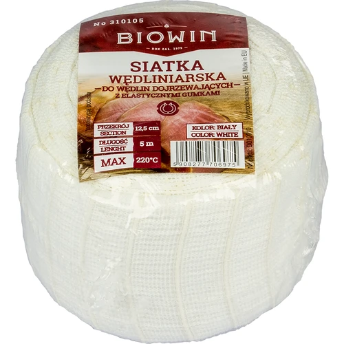 Rete per salumi bianca di dimensioni 12,5 cm x 5 m, con resistenza termica fino a 220°C - 3