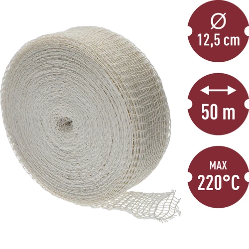 Rete per salumi bianca di dimensioni 12,5 cm x 50 m, con resistenza termica fino a 220°C - 3