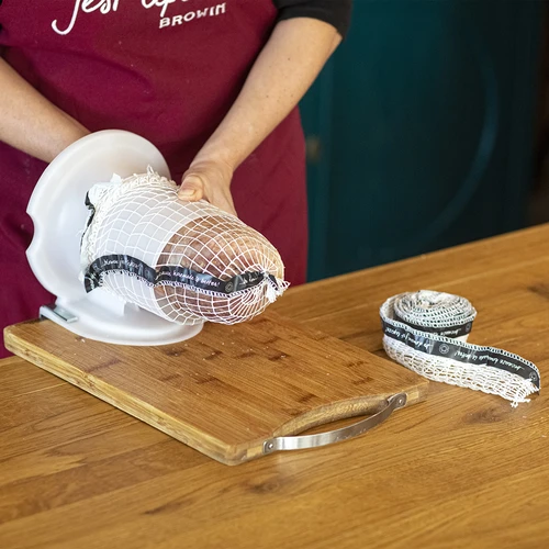 Rete per salumi con etichetta, 15 cm x 4 m, resistente al calore fino a 125°C - 2