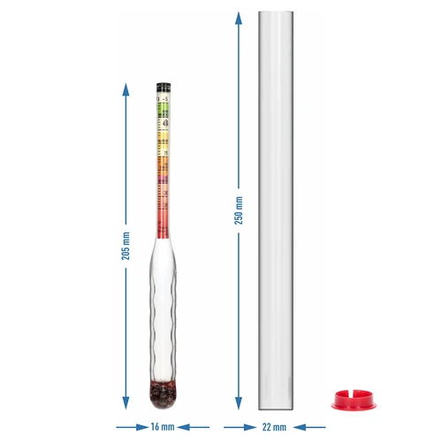 Saccarometro infrangibile con provetta, campo di misura: -5-35°Blg - 5