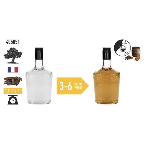 Scaglie di quercia fortemente tostate per aromatizzare alcolici (whisky, bourbon, brandy, cognac, birra), 50 g - 6