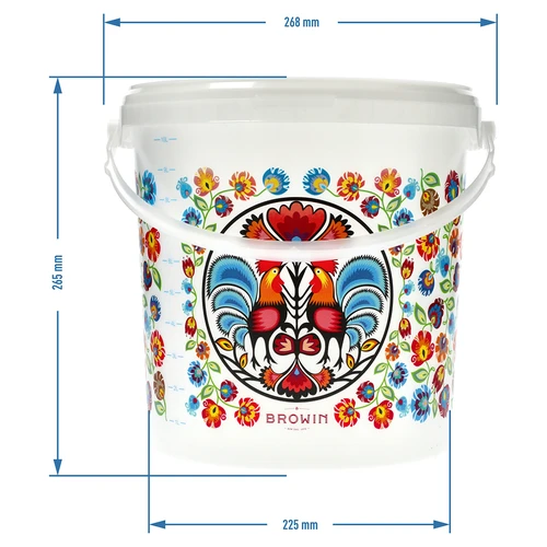 Secchio alimentare GWIOZDA - con coperchio, 10 L - 6
