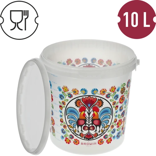 Secchio alimentare GWIOZDA - con coperchio, 10 L - 4