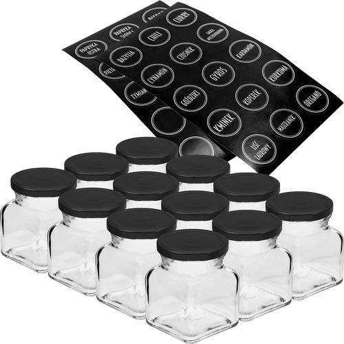 Set 12 x barattolo 120ml + 30 etichette per spezie  - 1 