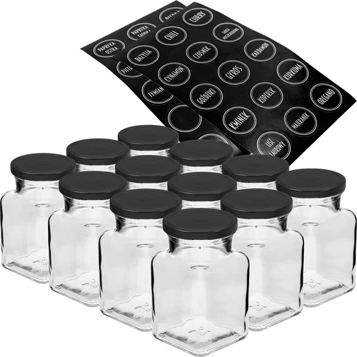 Set 12 x barattolo 150ml + 30 etichette per spezie  - 1 