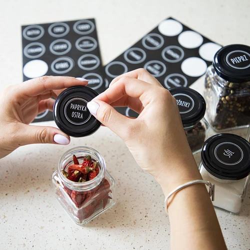 Set da 12 barattoli da 120 ml + 30 etichette per spezie - 12