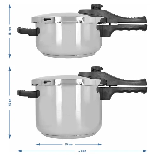 Set di pentole a pressione in acciaio inox, 4 e 6 L - 10