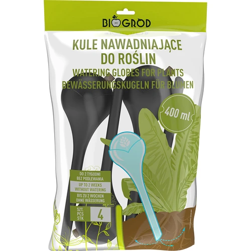 Sfere autoirriganti per piante, nere opache, con tappo, 400 ml, 4 pezzi. - 4