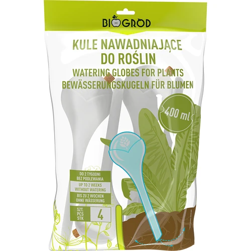 Sfere irriganti per piante, bianche semitrasparenti con tappo, 400 ml, 4 pezzi - 4