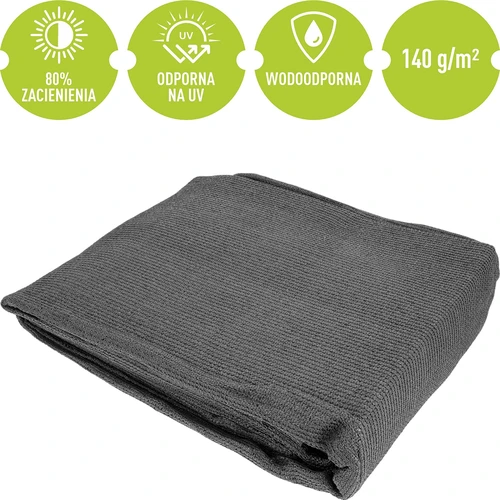 Siatka cieniująca (80%, 140 g/m2) 1,5 x 5 m, grafitowa - 5