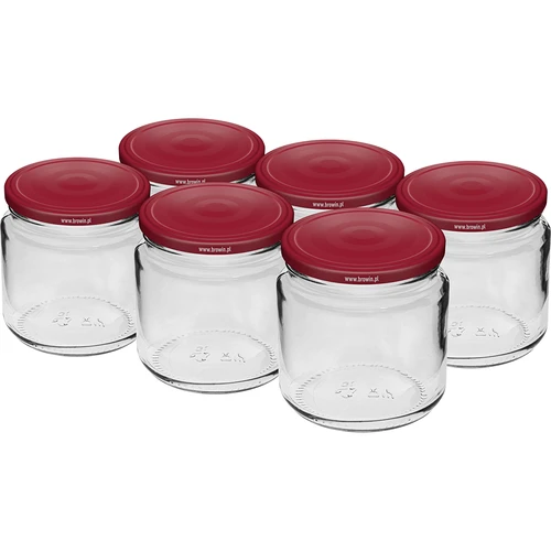 Słoik 212 ml fi66/4 z zakrętką bordo 6 szt.