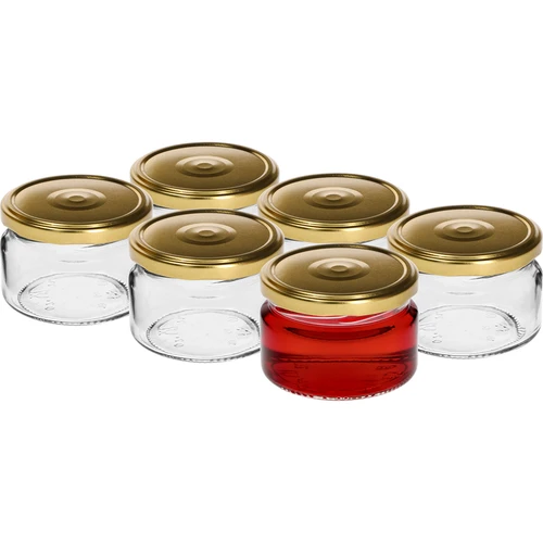 Słoik niski 200ml - z złotą zakrętką fi 82/6, 6szt. - 2