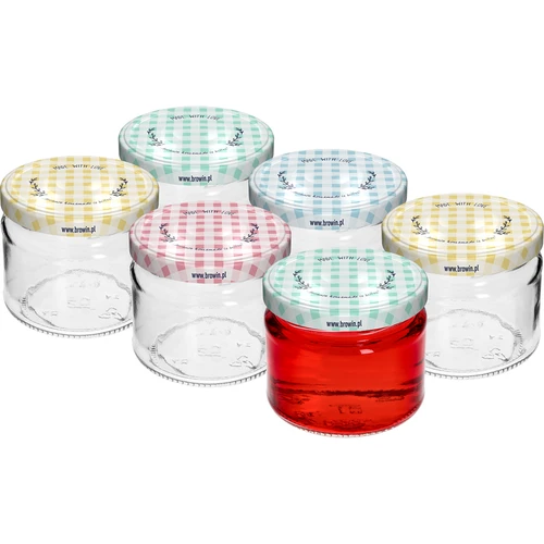 Słoik niski 330ml - z zakrętką kolorową fi 82/6, 6szt. - 2