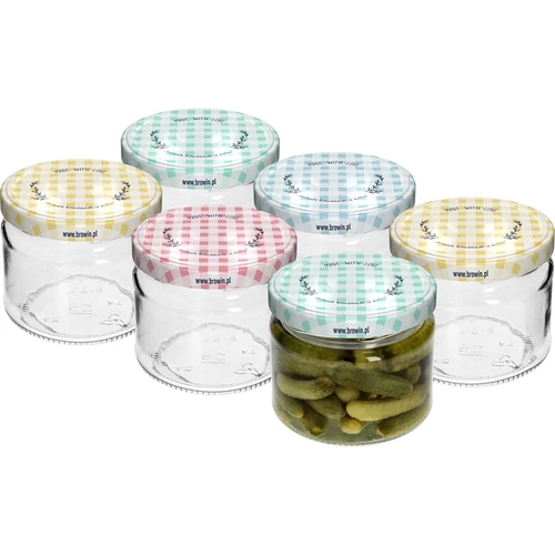 Słoik niski 330ml - z zakrętką kolorową fi 82/6, 6szt. - 3