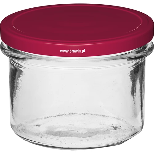 Słoik prosty 235 ml (fi82) z zakrętką bordo 6 szt. - 2