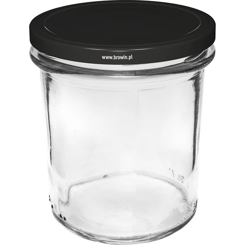 Słoik prosty 350ml z zak. czarną fi82 - 6szt. - 2