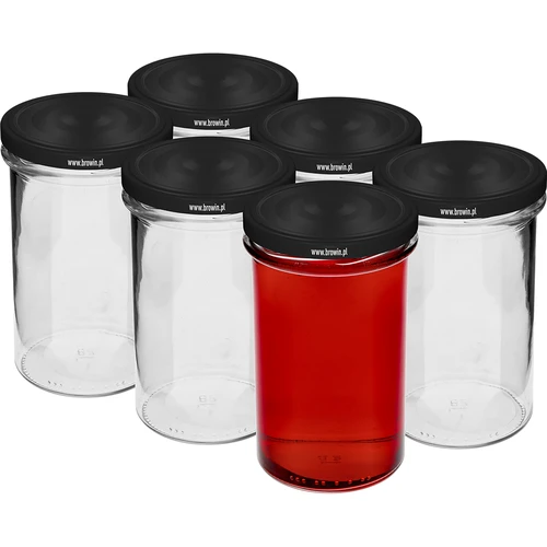 Słoik prosty 545ml (fi 82) - z czarną zakrętką, 6 szt. - 2