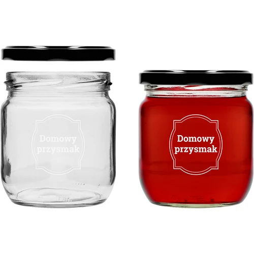 Słoik TO 425ml z nadrukiem „Domowy przysmak” i czarną zakrętką fi 82 - 3szt. - 4