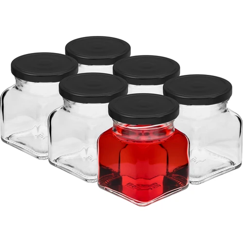 Słoik twist off 120ml - Cztery kąty fi 53 z czarną zakrętką, 6szt - 2
