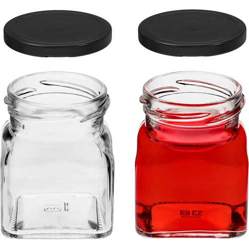 Słoik twist off 120ml - Cztery kąty fi 53 z czarną zakrętką, 6szt - 5