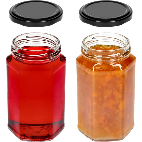 Słoik twist off 385ml z czarną zakrętką fi 63, 6 szt. - 5