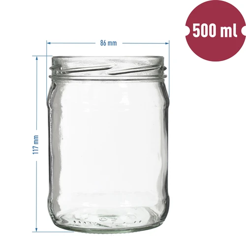 Słoik twist off 500 ml z kolorową zakrętką fi82/6 - 6szt. - 2