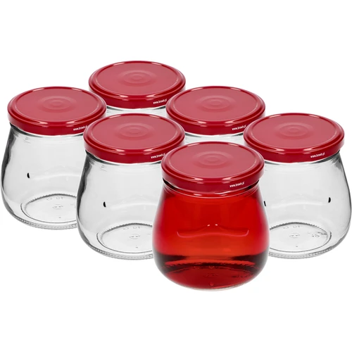 Słoik twist-off 500ml "Odwrócona Amfora" z bordową zakrętką fi 82/6, 6 szt. - 2