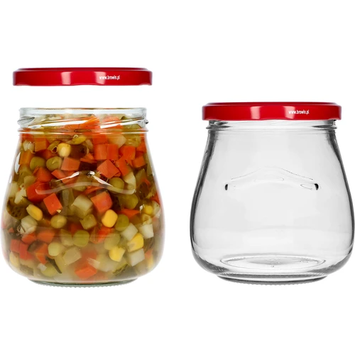 Słoik twist-off 500ml "Odwrócona Amfora" z bordową zakrętką fi 82/6, 6 szt. - 6