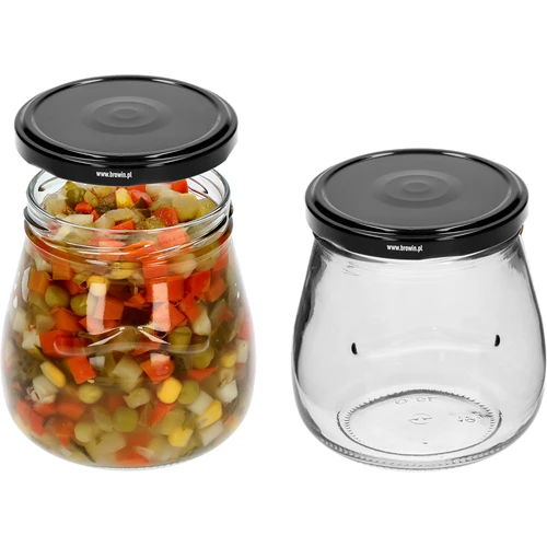 Słoik twist-off 500ml "Odwrócona Amfora" z czarną zakrętką fi 82/6, 6 szt. - 5