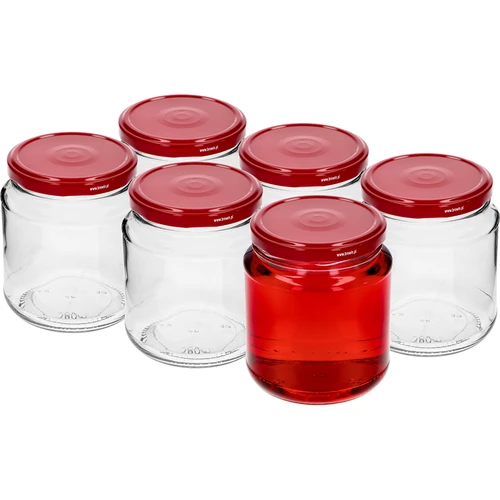 Słoik twist-off, grubasek 580ml z bordową zakrętką fi82/6, 6 szt. - 2
