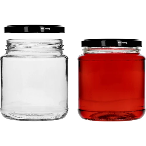 Słoik twist-off, grubasek 580ml z czarną zakrętką fi 82/6, 6 szt. - 3