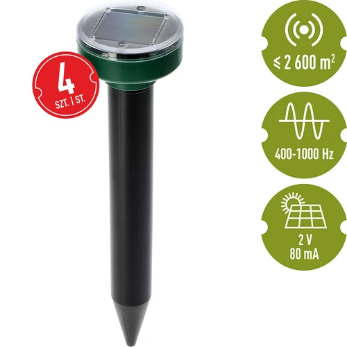 Solarny odstraszacz kretów – skuteczna, bezpieczna i humanitarna ochrona ogrodu, zestaw 4 szt. - 8