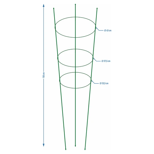 Sostegno ad anelli per piante – 3 anelli, 1,5 m - 2