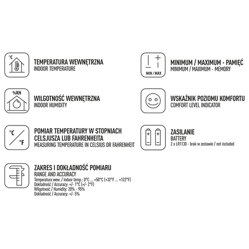 Stacja pogodowa – elektroniczna, bezprzewodowa, czarna - 5