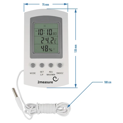 Stacja pogodowa – elektroniczna, sonda, biała - 7