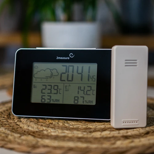 Stacja pogodowa RCC – elektroniczna, bezprzewodowa, podświetlana czujnik, czarna - 17