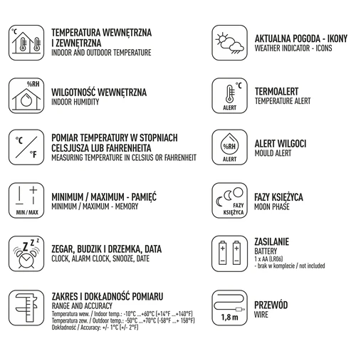 Stazione meteo elettronica con sonda, bianca - 6