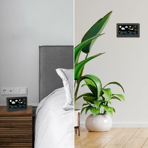 Stazione meteo elettronica – senza fili, con sensore, nera - 11